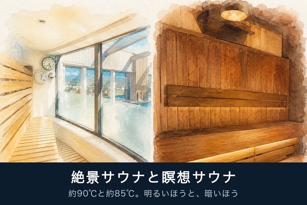 スパ・バルナージュの絶景サウナと瞑想サウナ(イラスト)