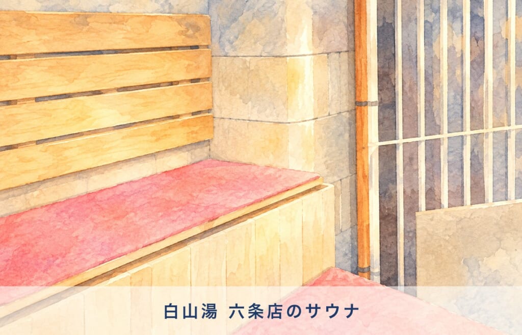 白山湯 六条店 サウナのイメージイラスト 水彩画